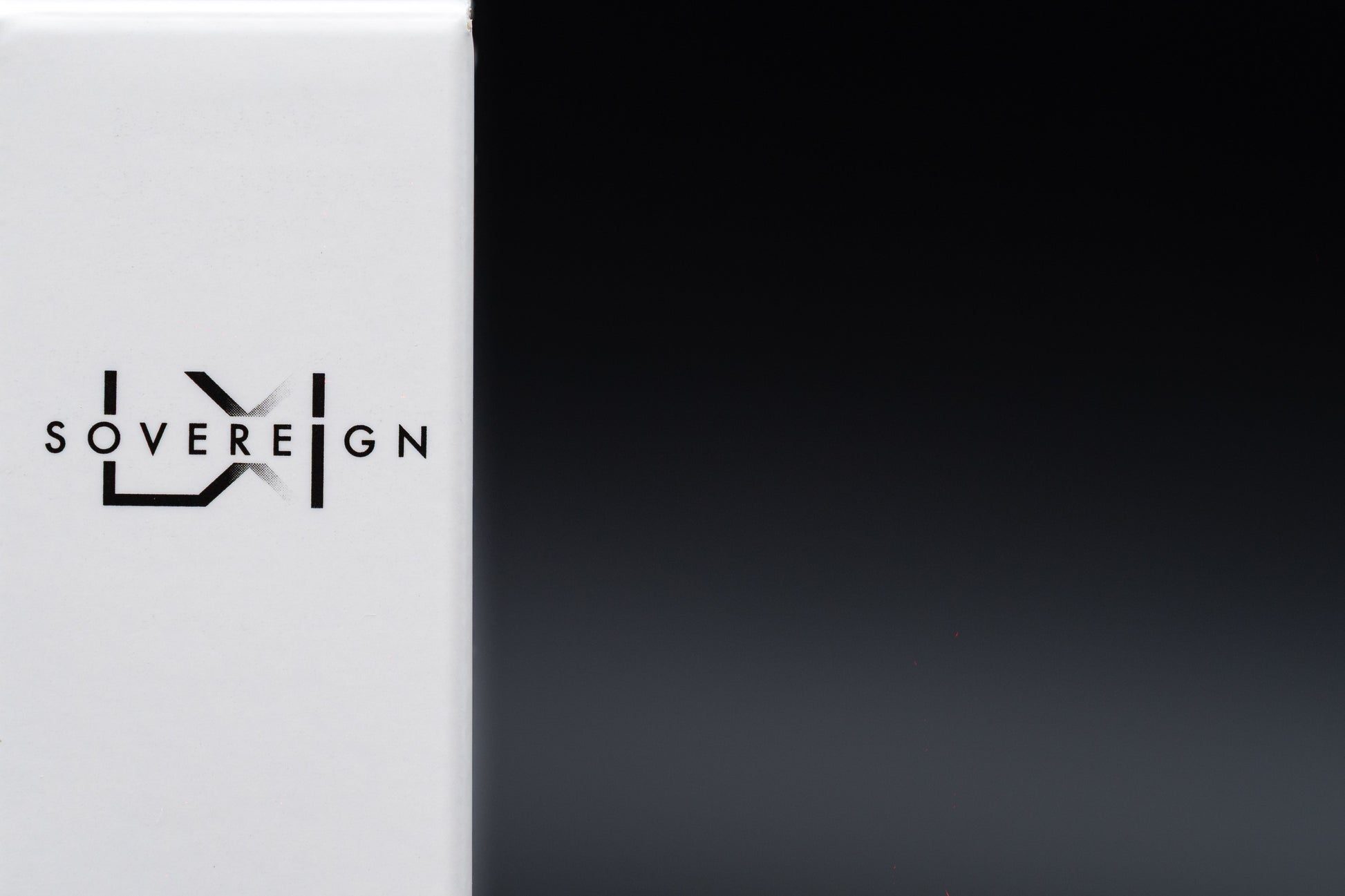 Sovereign LX logo on a white and black gradient background